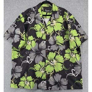 Favant Men's Hawaiian Button Up Shirt 3XL‎ Black Green Ripstop Quick Dry Resort